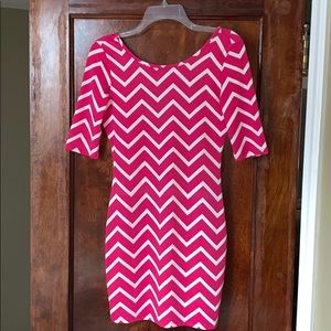Hot pink chevron dress